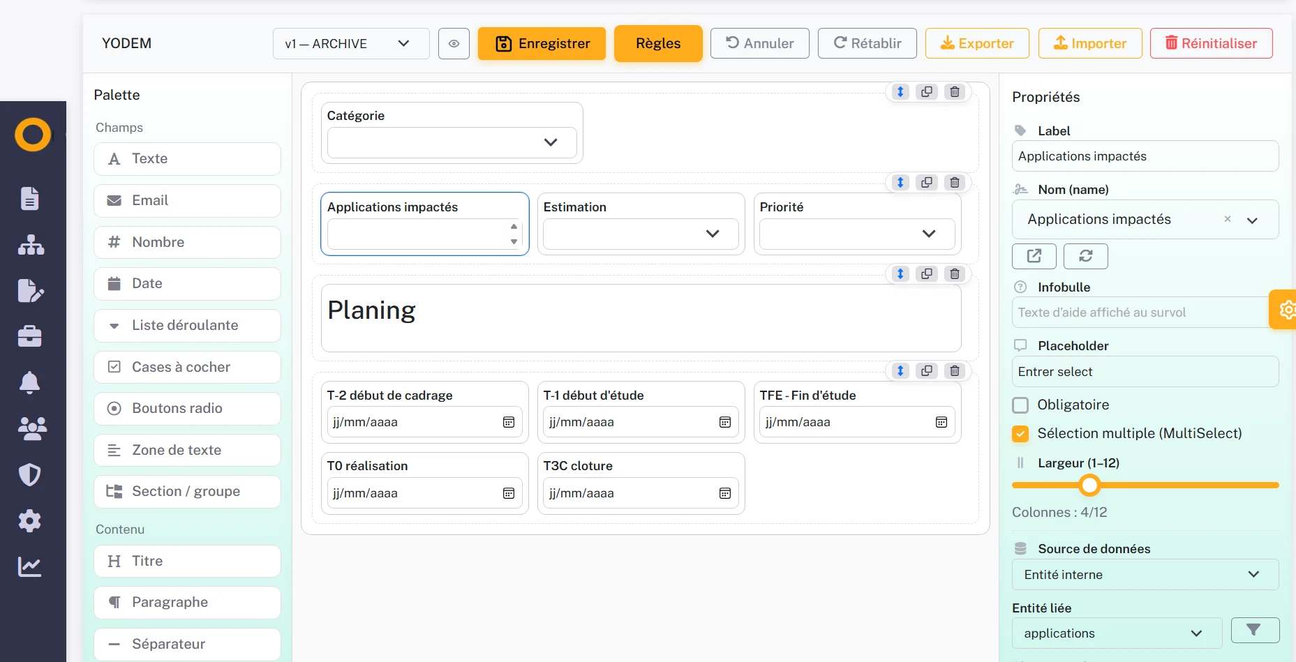 Form Builder Odeemy pour créer des formulaires métier